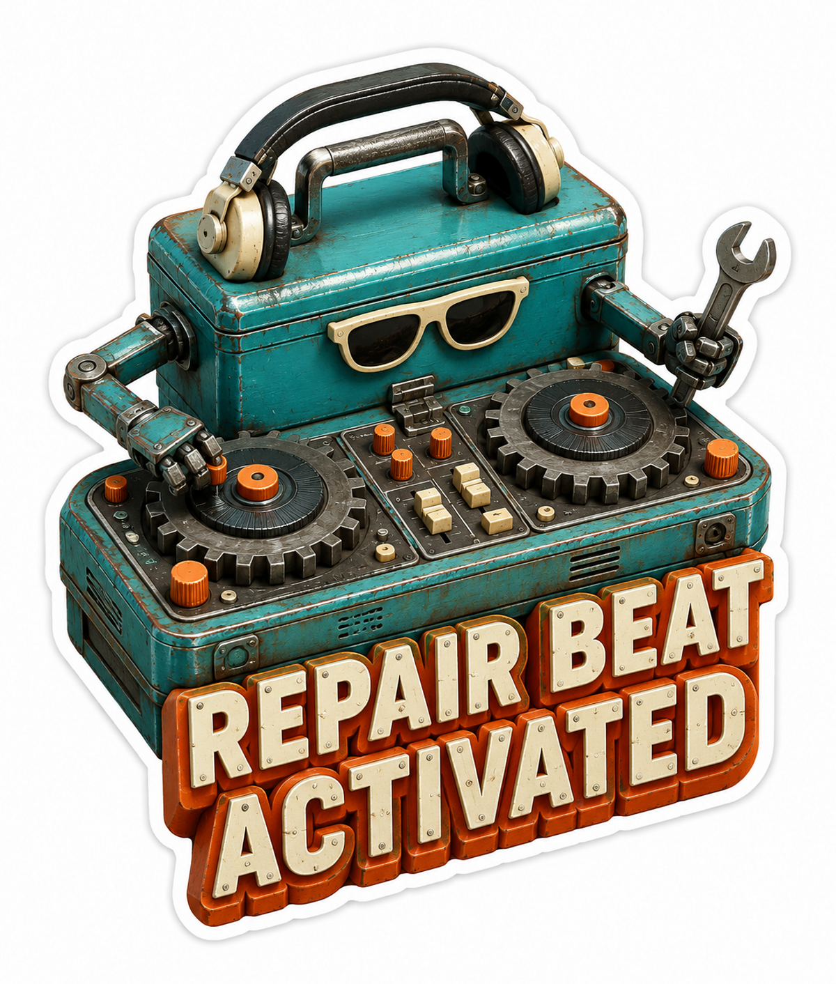 Repair Beat Activated Toolbox DJ Vinyl Sticker Decal