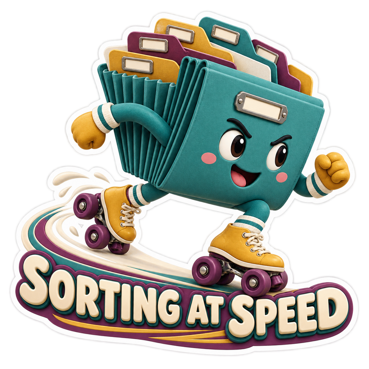 Sorting at Speed Roller Skating File Folder Vinyl Sticker Decal
