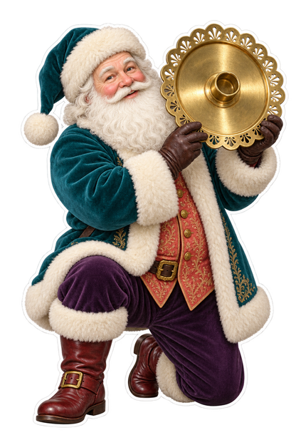 Santa Victorian Brass Candle Follower Vinyl Sticker Decal