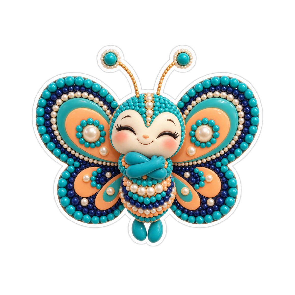 Butterfly Turquoise Halo Bead Hug Vinyl Sticker Decal