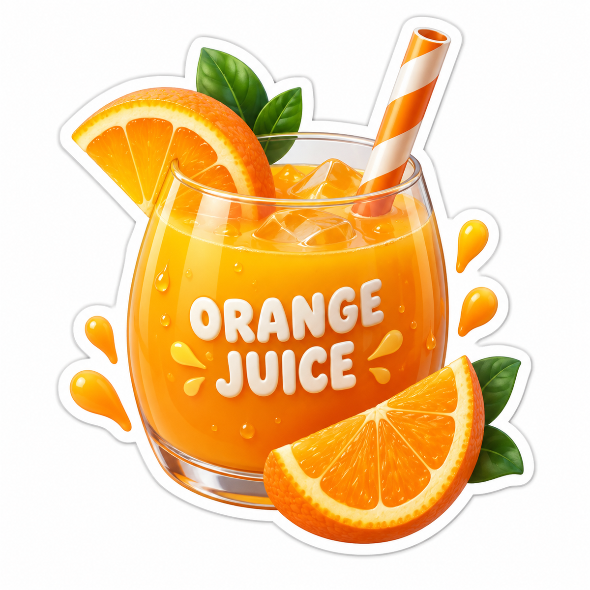 Orange Juice In Glass Vinyl Sticker Decal