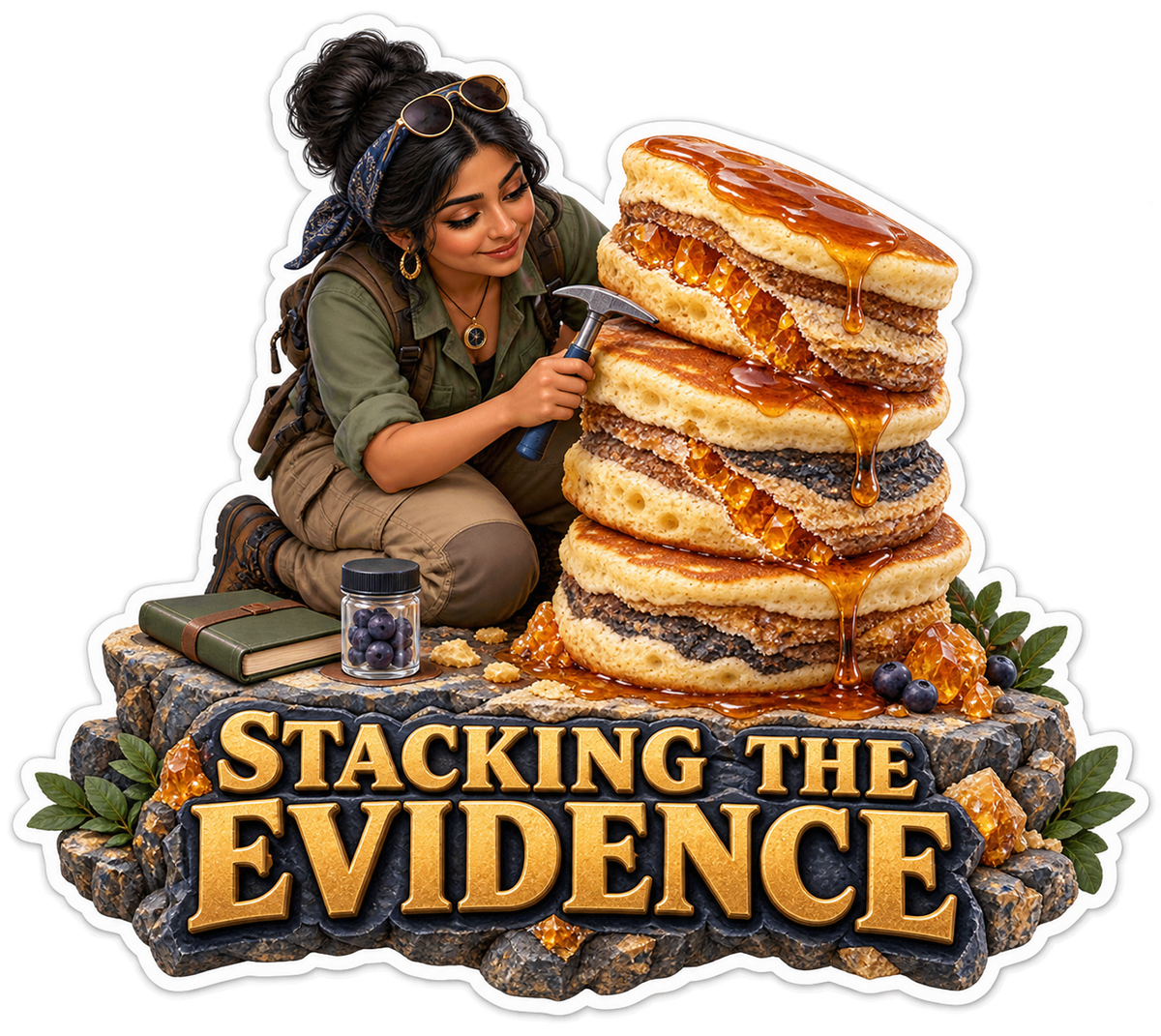 Stacking the Evidence Woman Sandwich Vinyl Sticker Decal