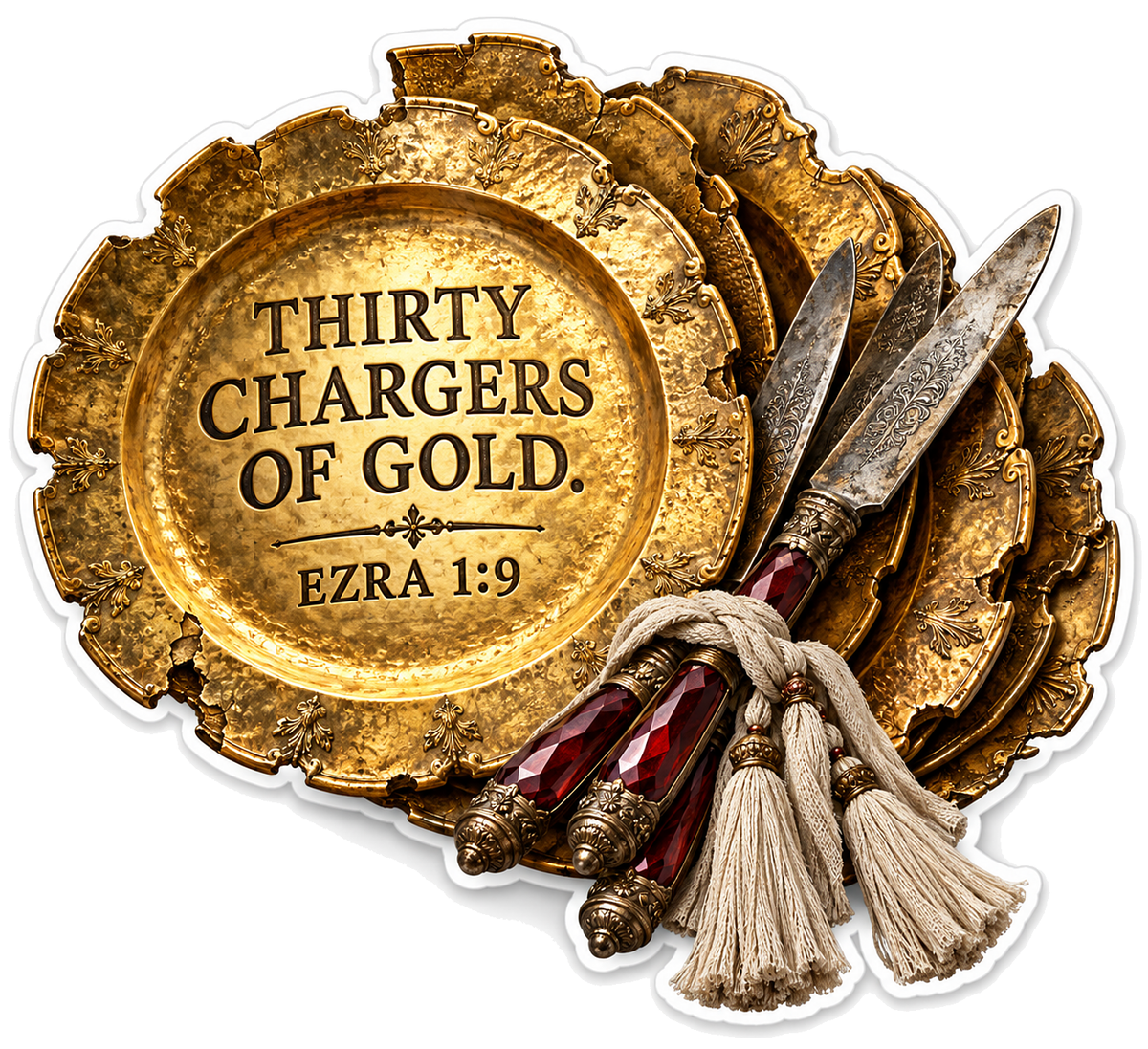 Bible Ezra 1 9 Thirty Chargers Gold Vinyl Sticker Decal