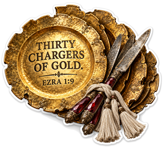 Bible Ezra 1 9 Thirty Chargers Gold Vinyl Sticker Decal