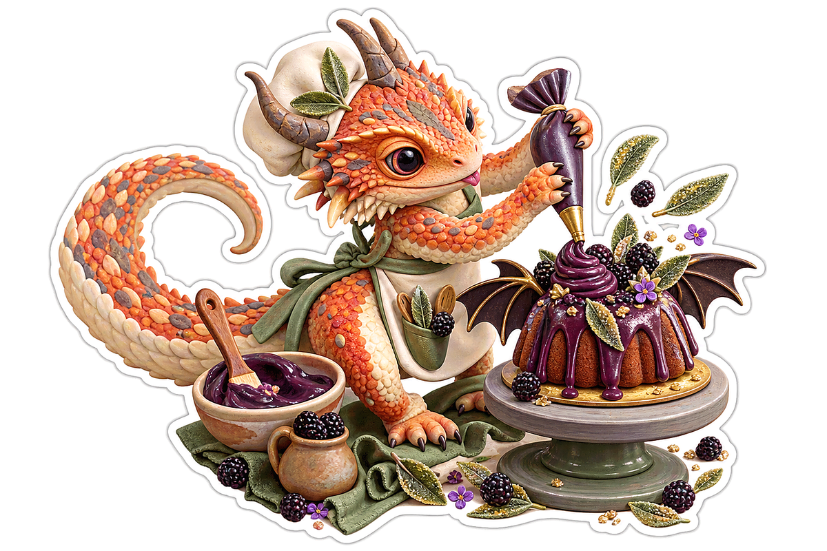 Sugar Clay Horned Lizard Bat Bundt Baker Vinyl Sticker Decal