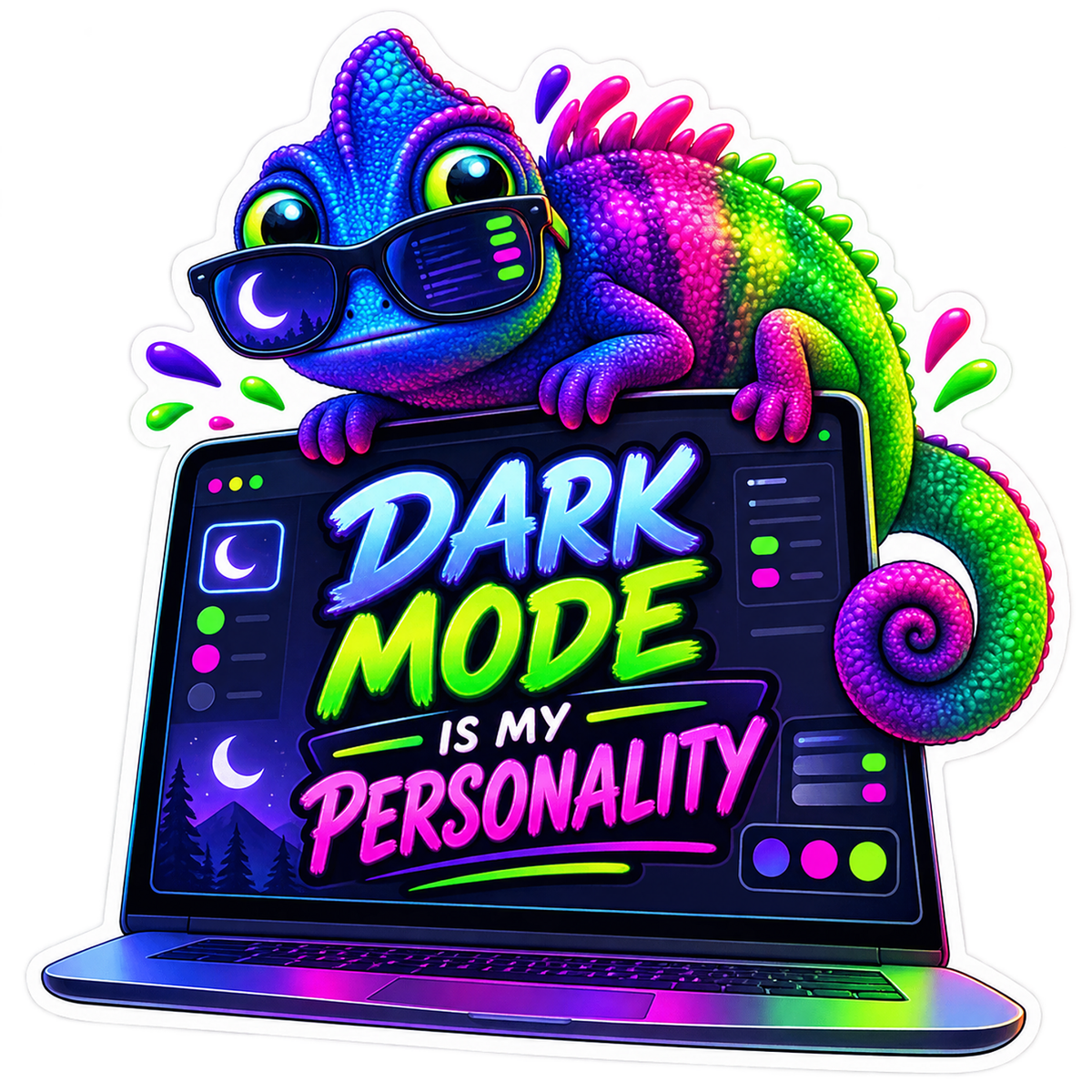 Dark Mode Chameleon Vinyl Sticker Decal