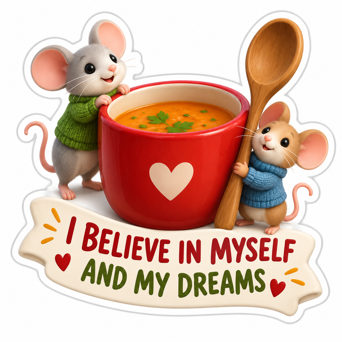 I Believe in Myself and My Dreams Mice Soup Vinyl Sticker Decal