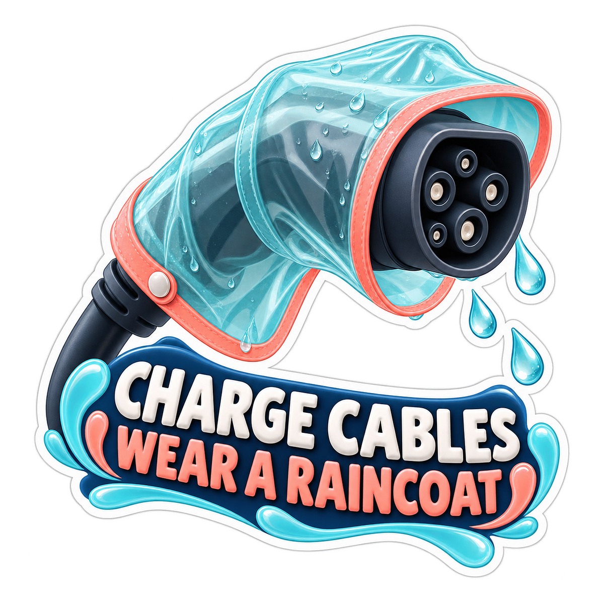 Ev Charging Cable Rain Cover Vinyl Sticker Decal