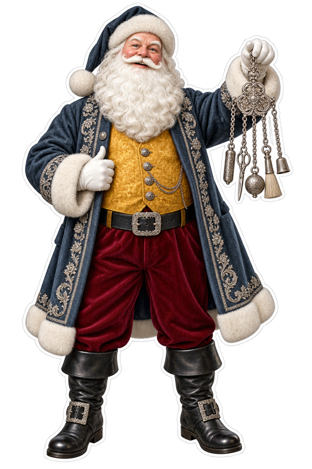 Santa Victorian Silver Chatelaine Vinyl Sticker Decal