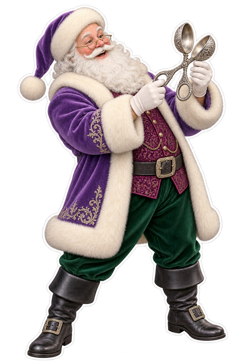 Santa Victorian Silver Egg Scissors Vinyl Sticker Decal