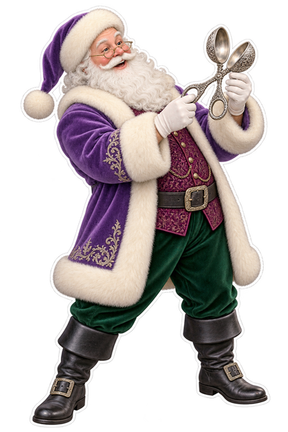 Santa Victorian Silver Egg Scissors Vinyl Sticker Decal