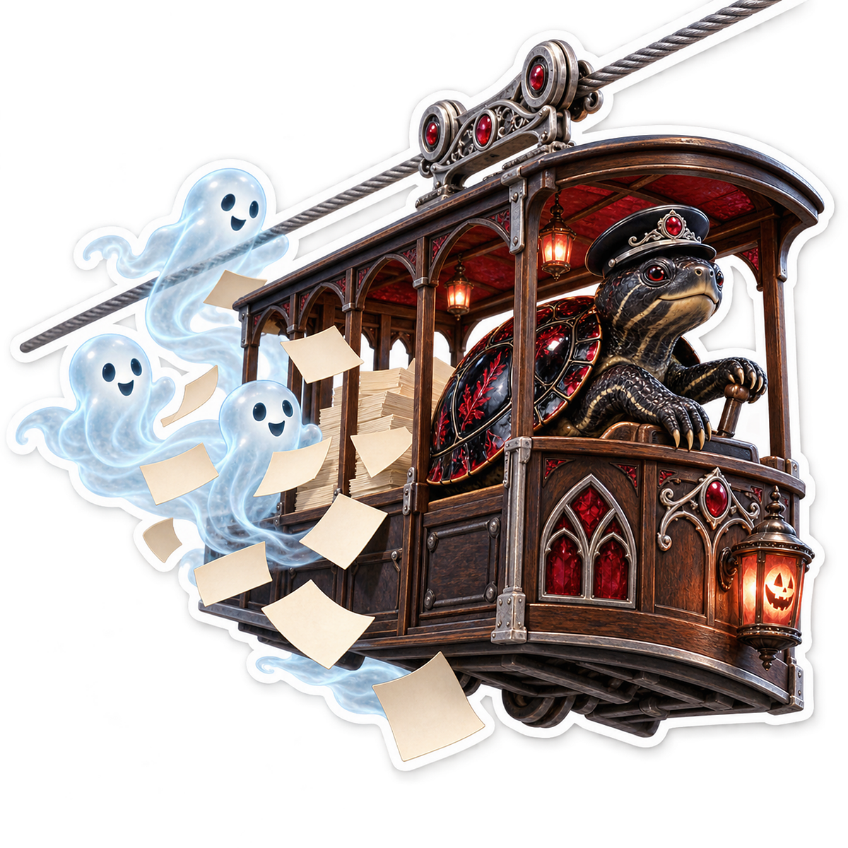 Inlaid Musk Turtle Haunted Index Card Cable Car Vinyl Sticker Decal