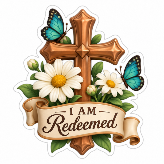 I Am Redeemed Copper Ivory Vinyl Sticker Decal