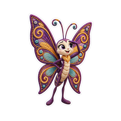 Butterfly Violet Couching Scroll Scout Vinyl Sticker Decal