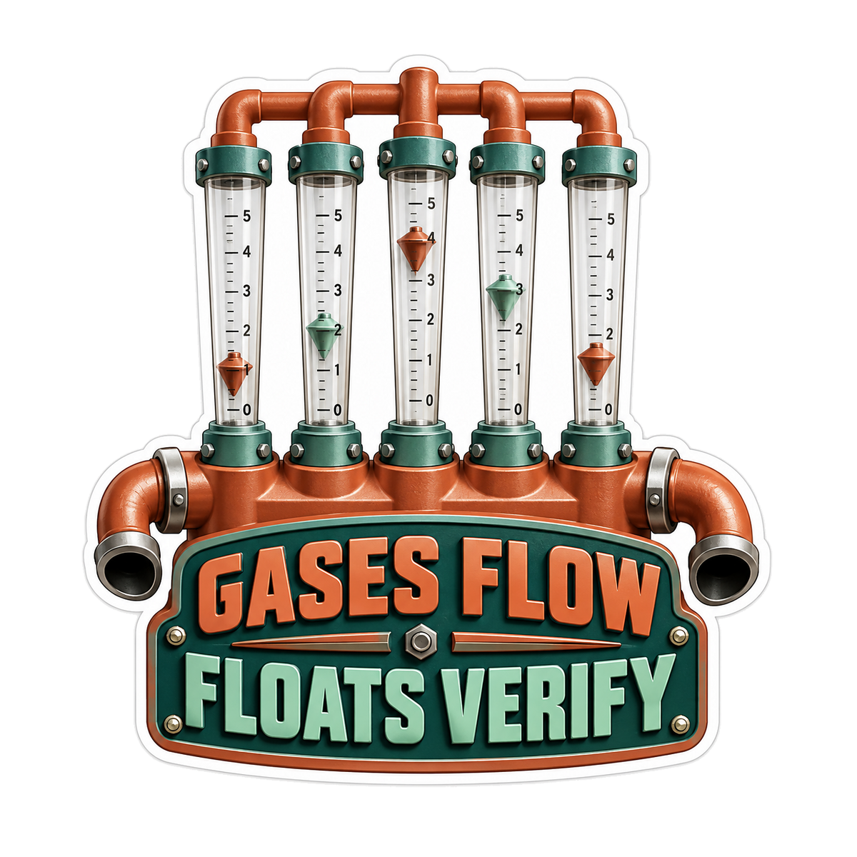Five Gas Calibration Rotameter Vinyl Sticker Decal