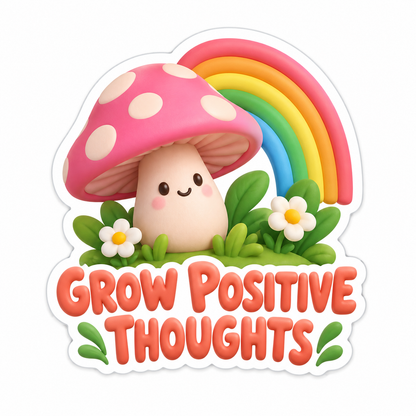 Grow Positive Thoughts Pink Coral Vinyl Sticker Decal