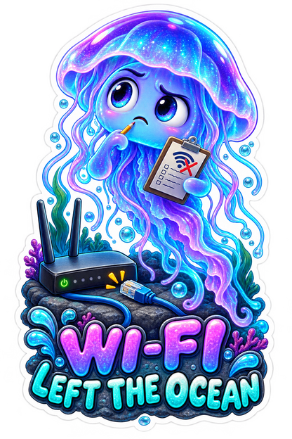 Wifi Left Ocean Jellyfish Vinyl Sticker Decal