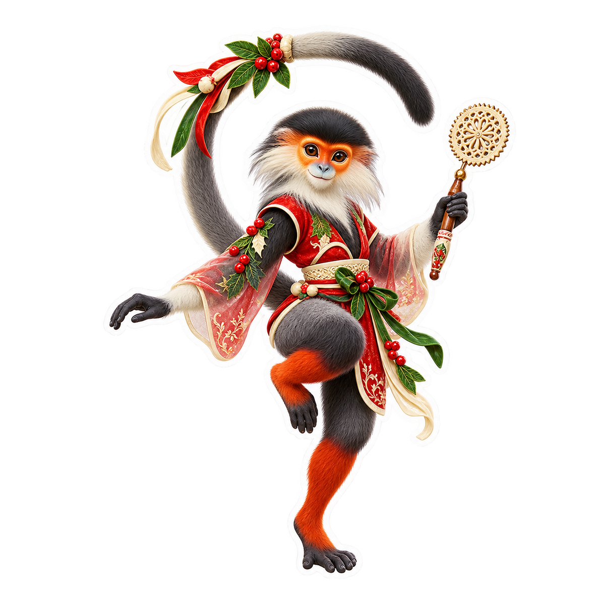 Christmas Cinnabar Vellum Douc Neula Lace Wheel Vinyl Sticker Decal