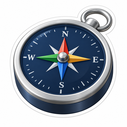 Silver Compass Navy Dial Multicolor Needle Vinyl Sticker Decal
