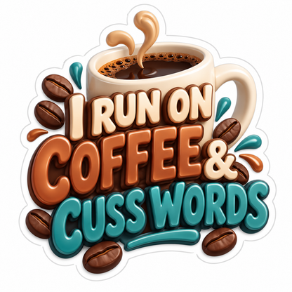 I Run On Coffee & Cuss Words Vinyl Sticker Decal