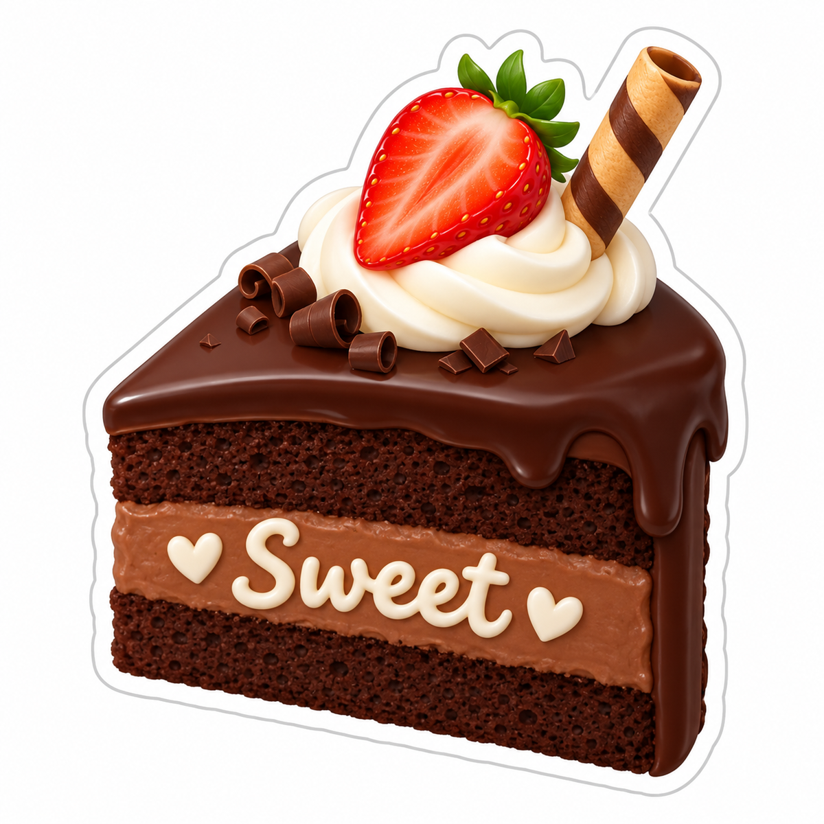 Chocolate Layer Cake Slice Vinyl Sticker Decal
