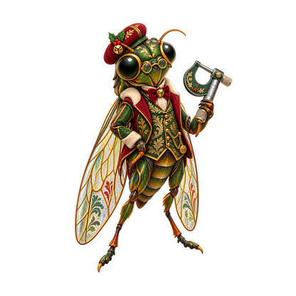 Brocade Cicada Jingle Bell Micrometer Inspector Vinyl Sticker Decal
