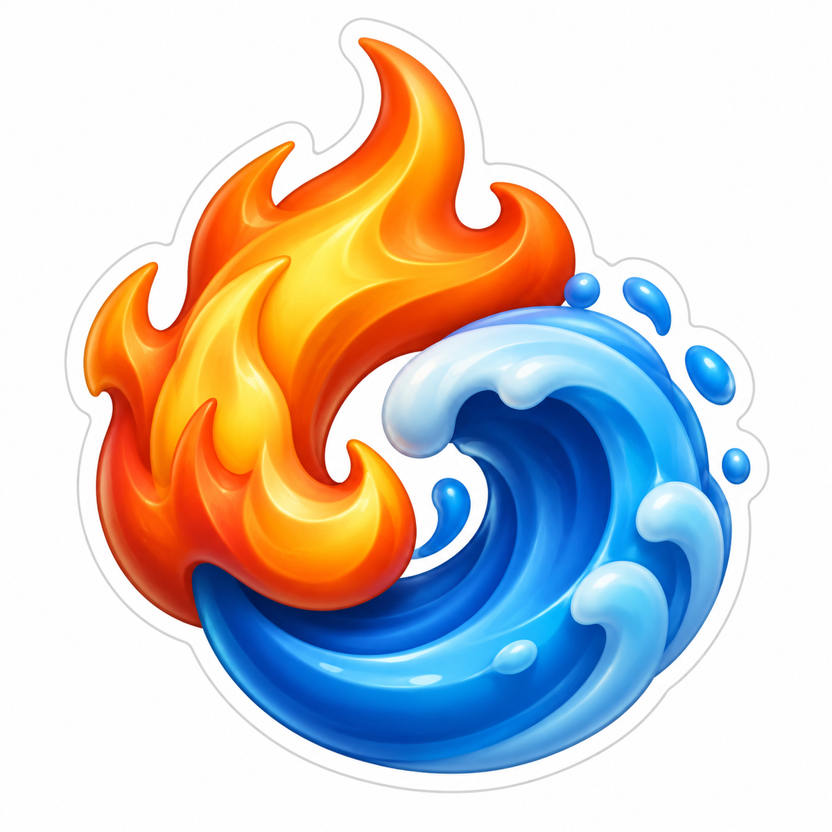 Orange Flame Blue Water Interlocking Loop Vinyl Sticker Decal