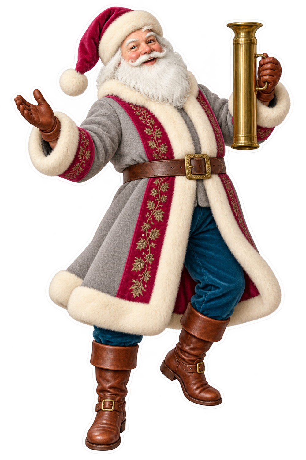 Santa Antique Brass Candle Mould Vinyl Sticker Decal