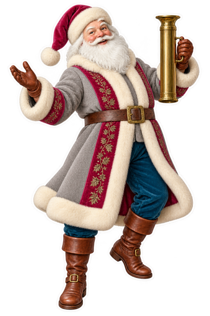 Santa Antique Brass Candle Mould Vinyl Sticker Decal
