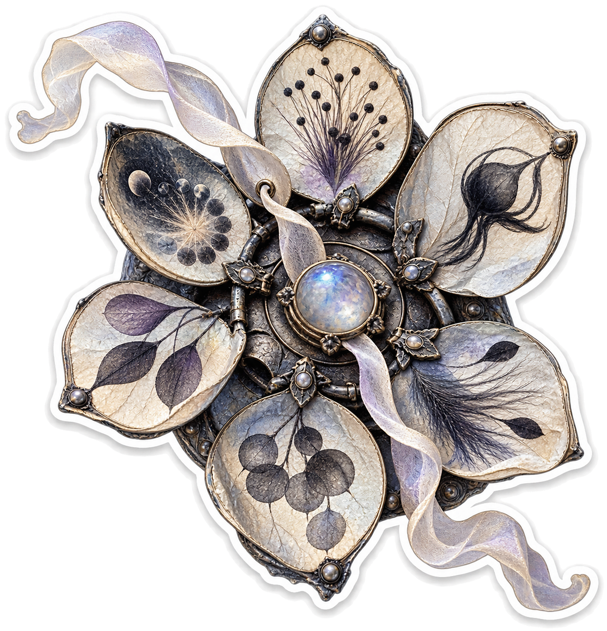 Vellum Ghost Orchid Specimen Wheel Vinyl Sticker Decal