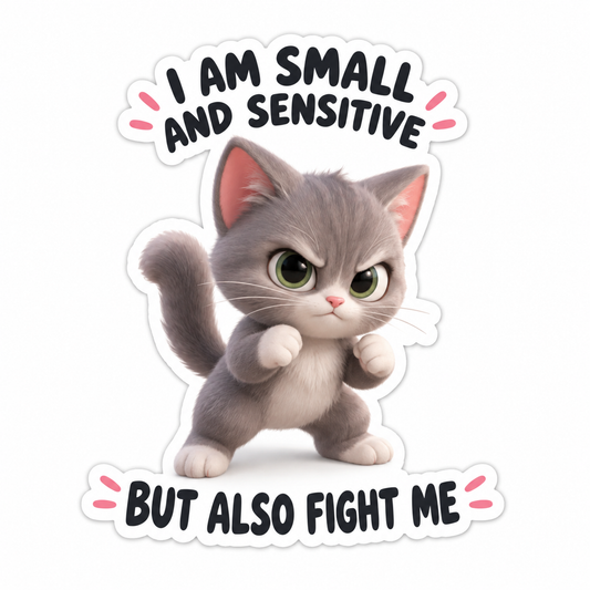 I Am Small And Sensitive But Also Fight Me Vinyl Sticker Decal