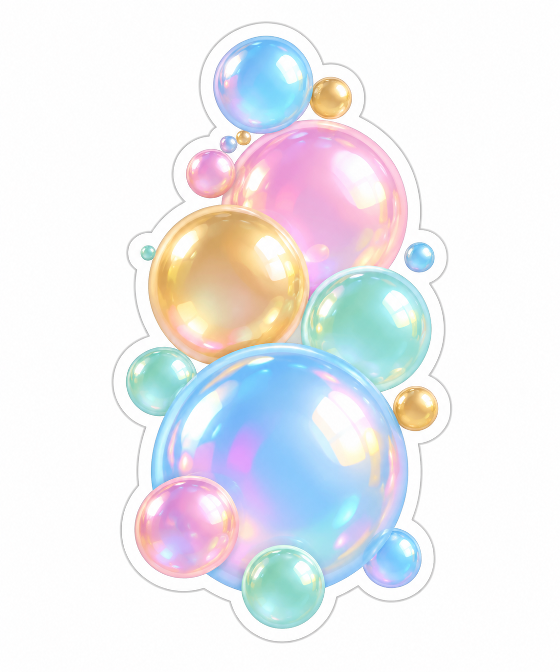 Tall Pastel Soap Bubble Cluster Vinyl Sticker Decal