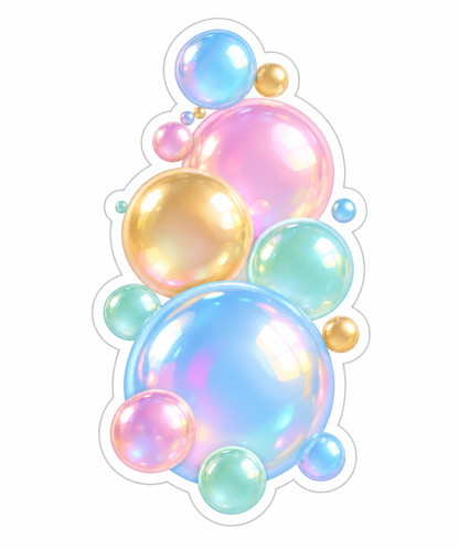 Tall Pastel Soap Bubble Cluster Vinyl Sticker Decal