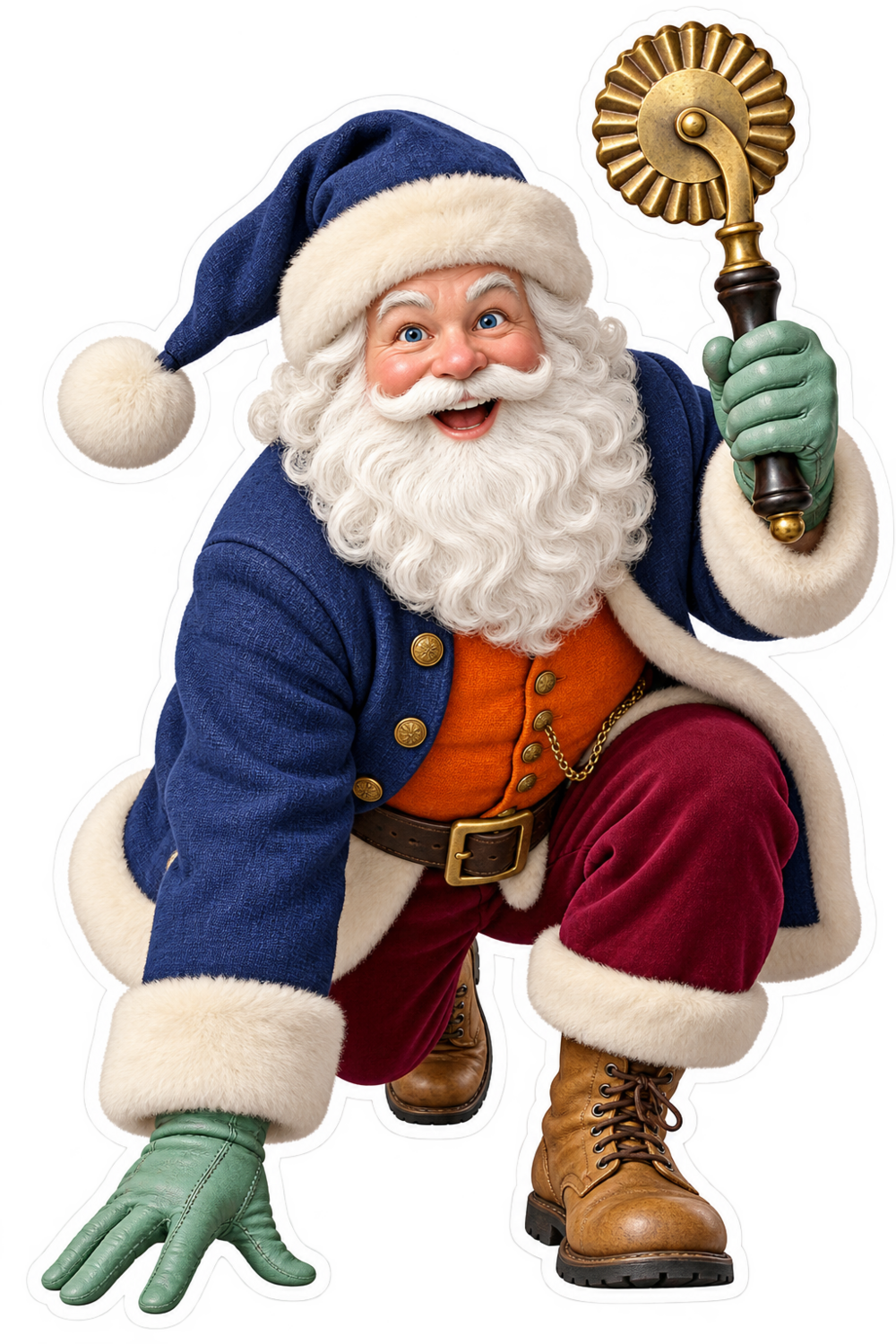 Santa Antique Brass Pie Crimper Wheel Vinyl Sticker Decal