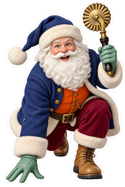 Santa Antique Brass Pie Crimper Wheel Vinyl Sticker Decal
