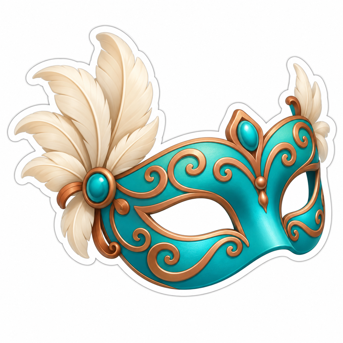 Whimsical Turquoise Masquerade Mask Vinyl Sticker Decal