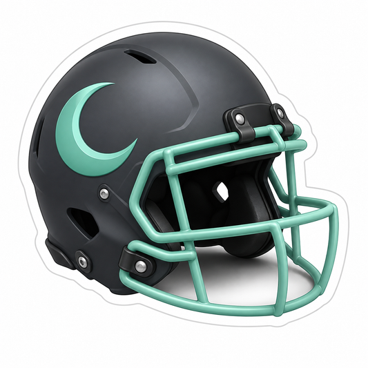 Black Football Helmet Mint Crescent Moon Vinyl Sticker Decal