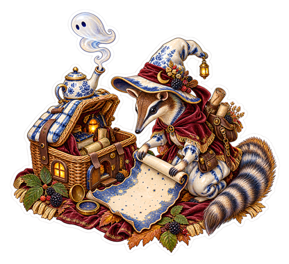Delft Porcelain Numbat Witch Picnic Cartographer Vinyl Sticker Decal
