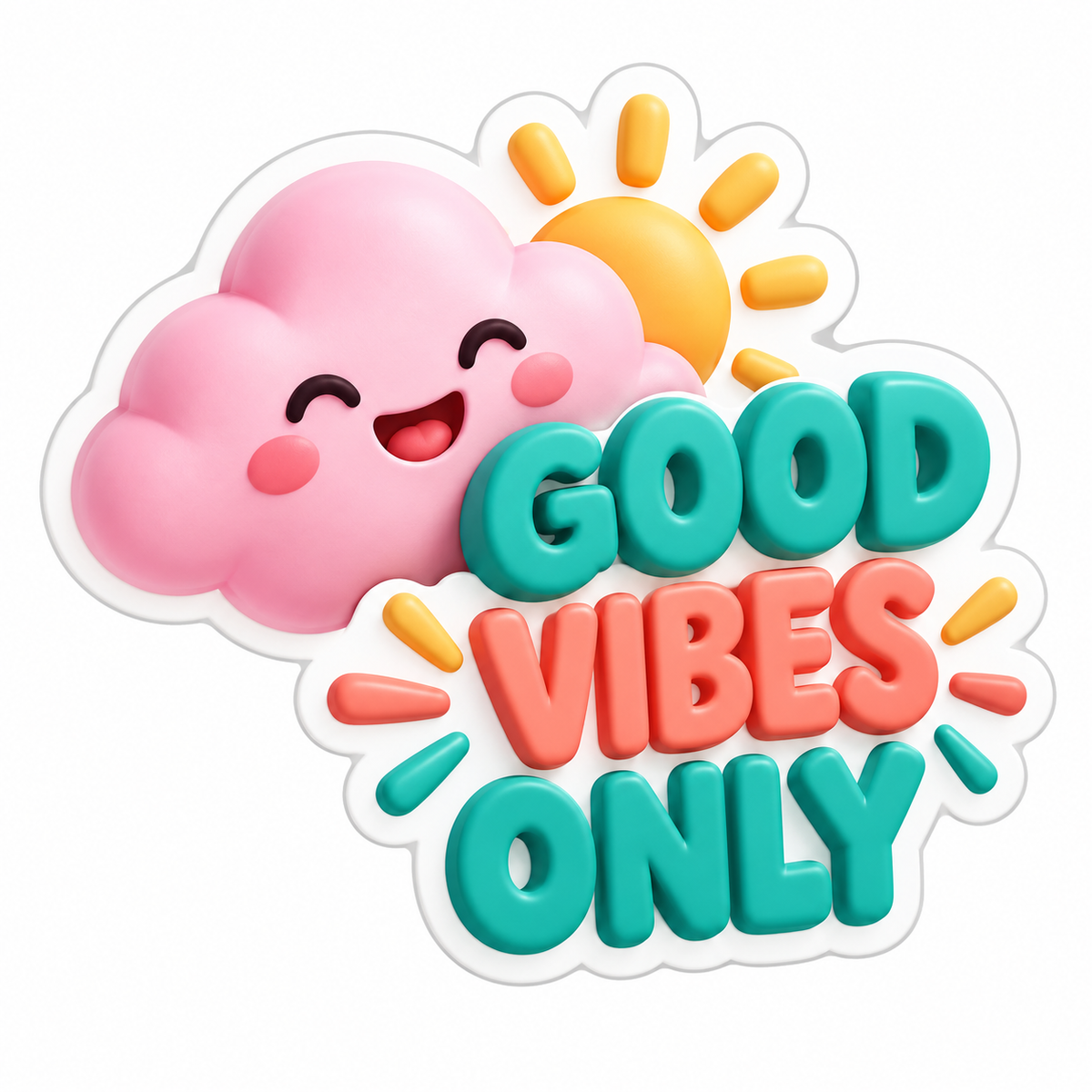 Good Vibes Only Pink Teal Vinyl Sticker Decal