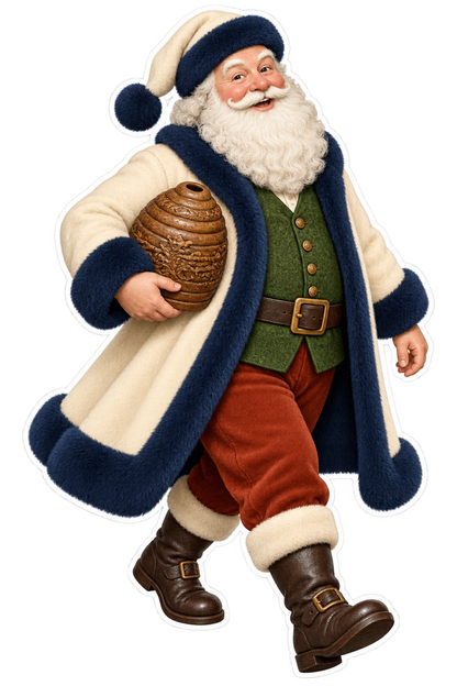 Santa Antique Wooden Twine Dispenser Vinyl Sticker Decal
