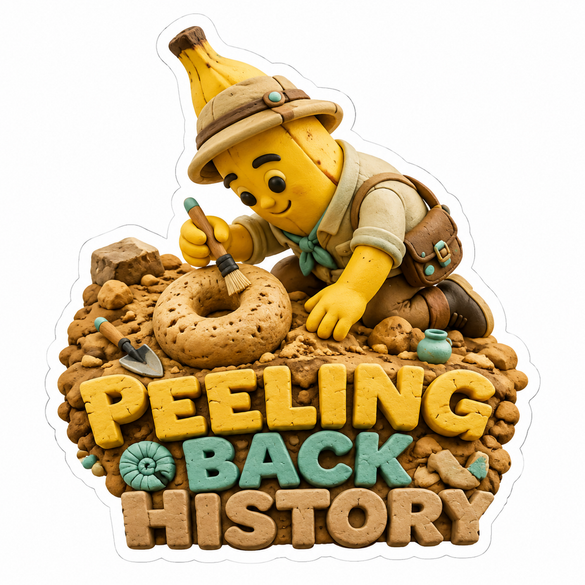 Peeling Back History Banana Archaeologist Vinyl Sticker Decal