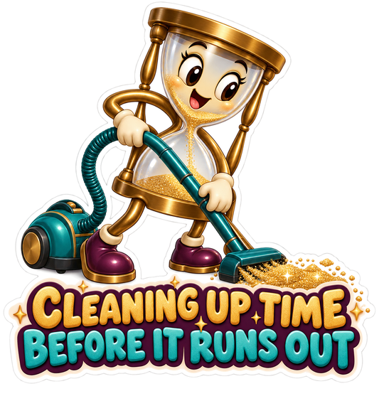 Hourglass Time Cleanup Vinyl Sticker Decal