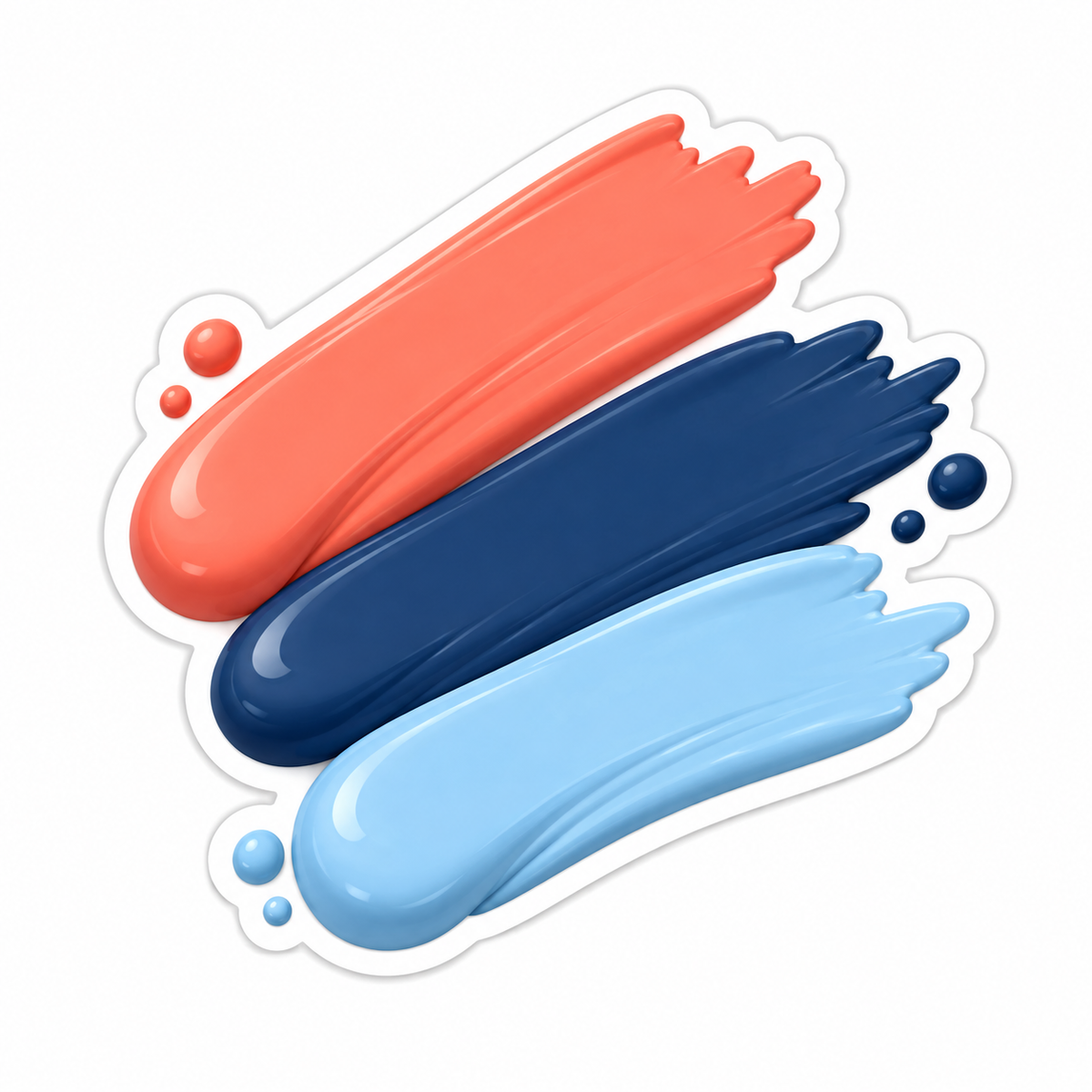 Coral Navy Pale Blue Diagonal Paint Strokes Vinyl Sticker Decal