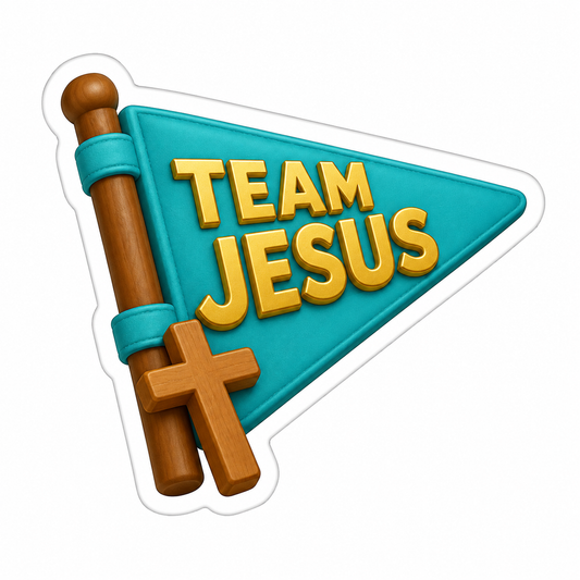 Team Jesus Teal Pennant Wooden Cross Vinyl Sticker Decal