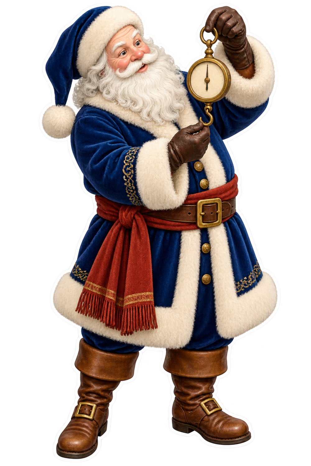 Santa Victorian Brass Pocket Postage Scale Vinyl Sticker Decal