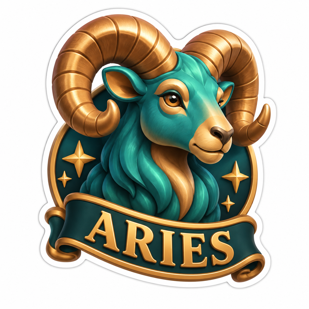 Aries Teal Vinyl Sticker Decal