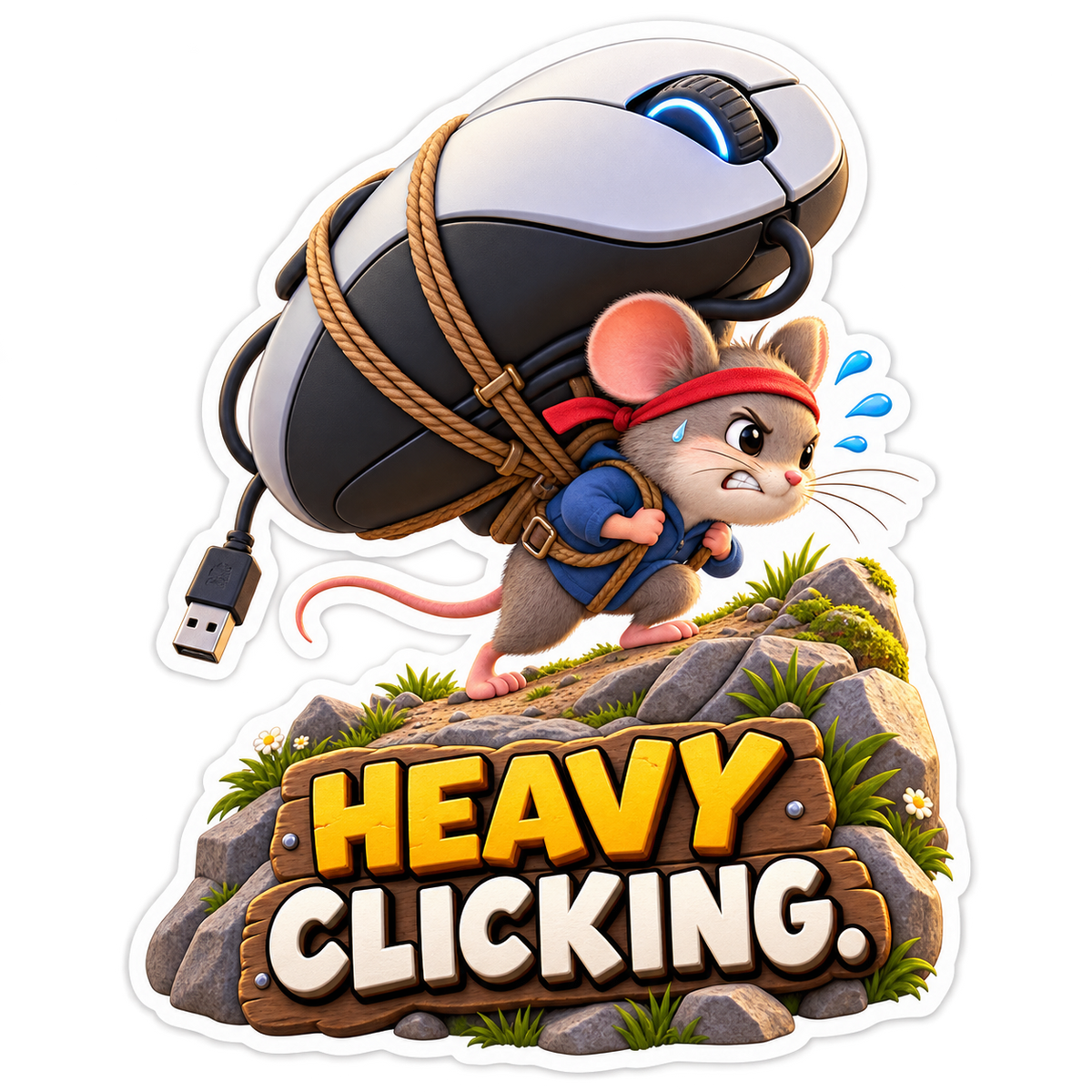 Heavy Clicking Mouse Carrying Computer Mouse Vinyl Sticker Decal