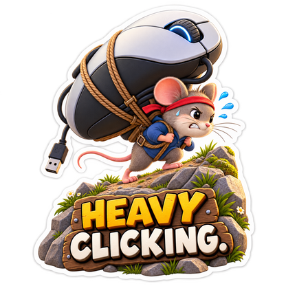 Heavy Clicking Mouse Carrying Computer Mouse Vinyl Sticker Decal