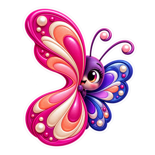 Hourglass Pinch Peek Butterfly Vinyl Sticker Decal