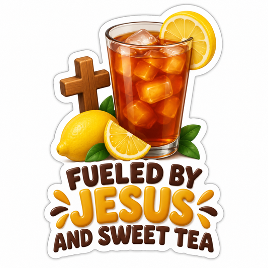 Fueled by Jesus and Sweet Tea Tall Glass Vinyl Sticker Decal